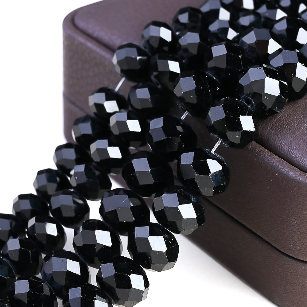 Black Faceted Crystal Glass Beads