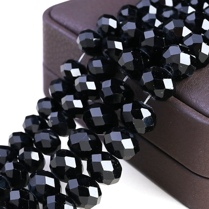 Black Faceted Crystal Glass Beads