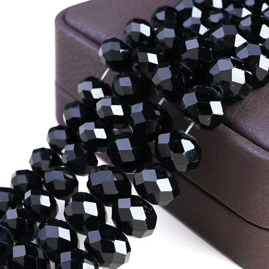 Black Faceted Crystal Glass Beads