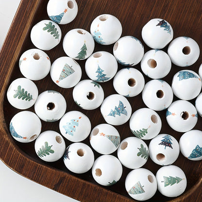 Christmas Wooden Tree Pattern Beads