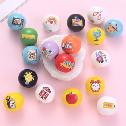 50/100pcs 16mm Colorful Round Punch Wooden Beads