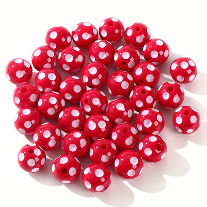 10PCS 16mm Multicolor Resin White Dot Bead Set