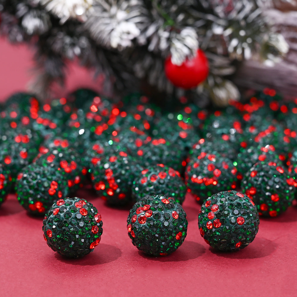 Christmas Polymer Clay Rhinestone Beads