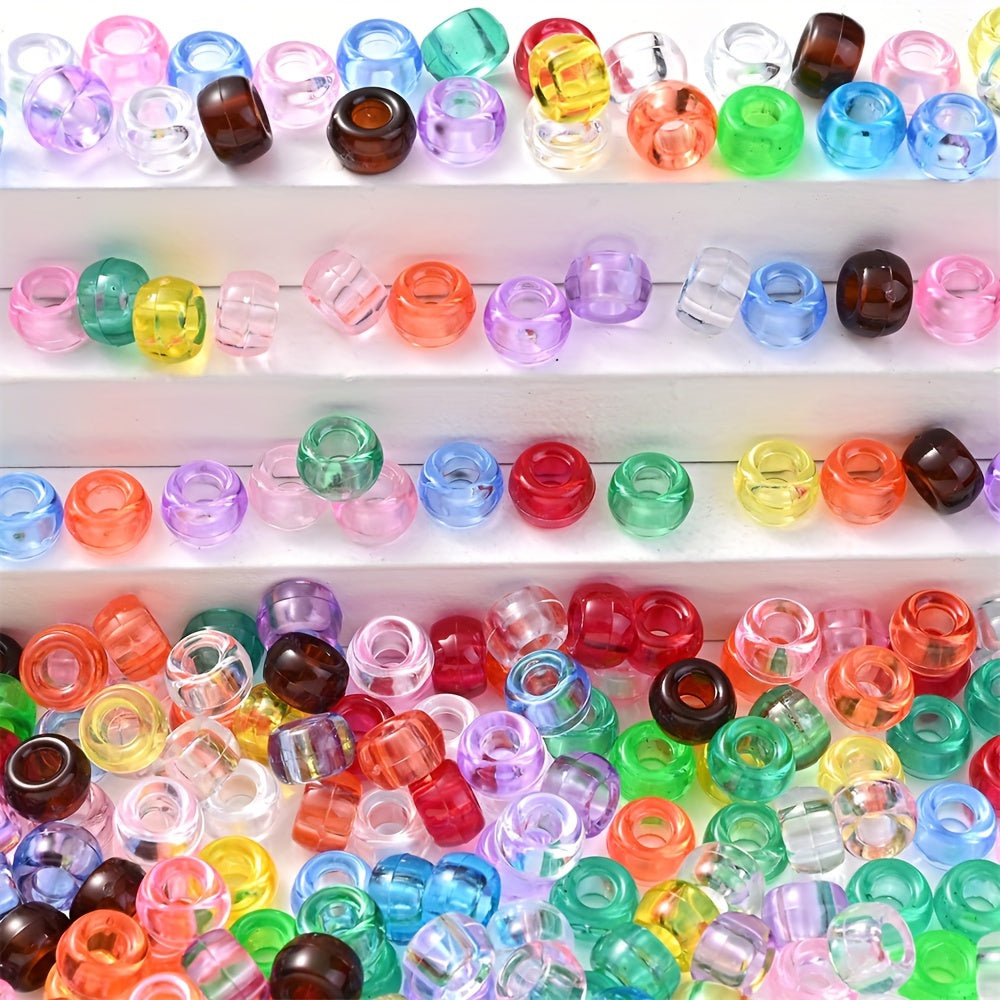 100pcs 6x9mm Colorful Transparent Acrylic Large Hole Beads