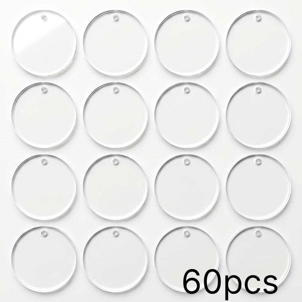Blank Round Transparent Acrylic Christmas Ornament Keychain Charms