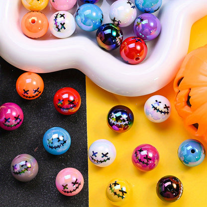 10pcs Halloween Ghost Graffiti Acrylic AB Beads