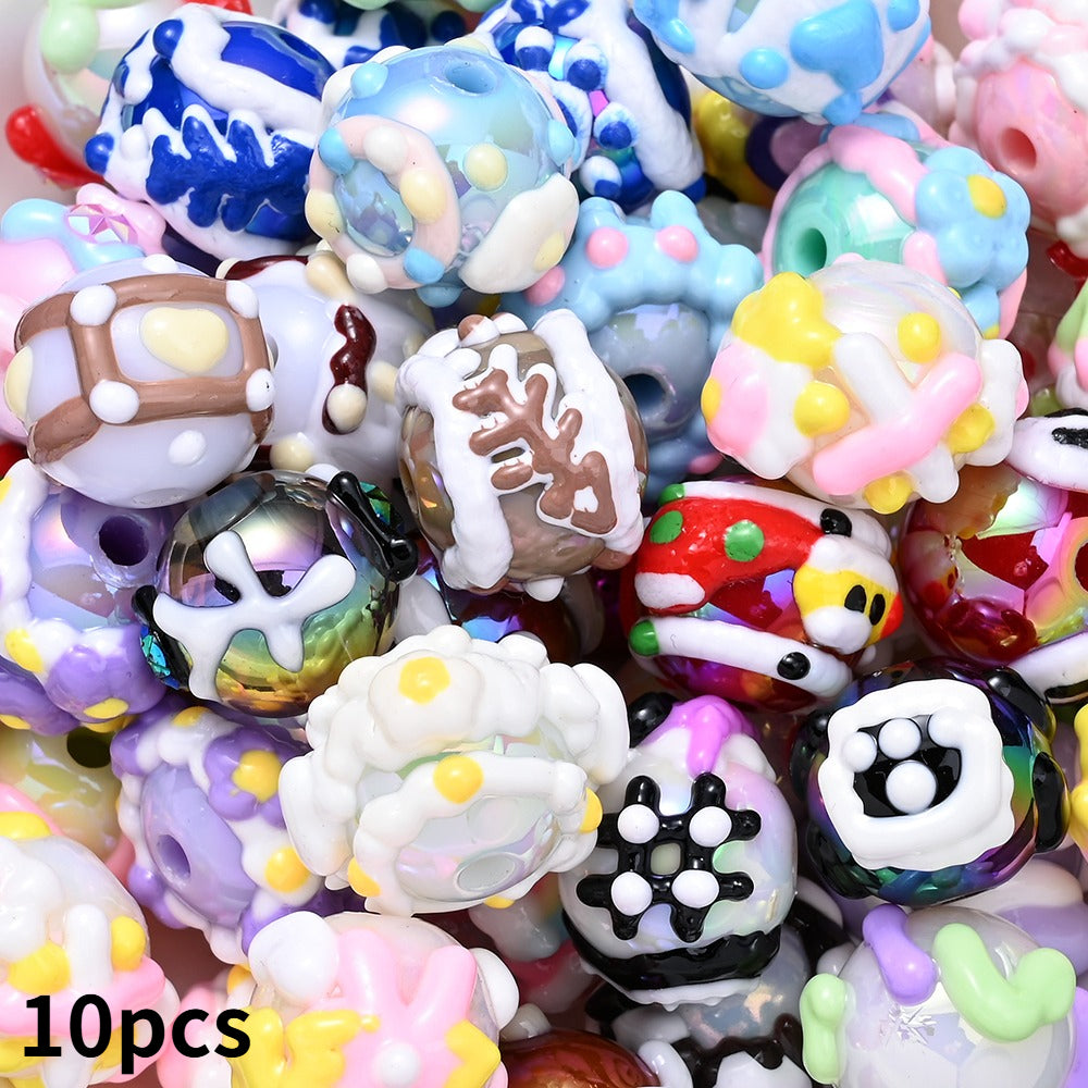 Painted Mixed Color Acrylic Beads