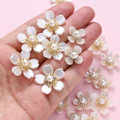 20PCS 19–27mm White Flower Acrylic Embellishment Set