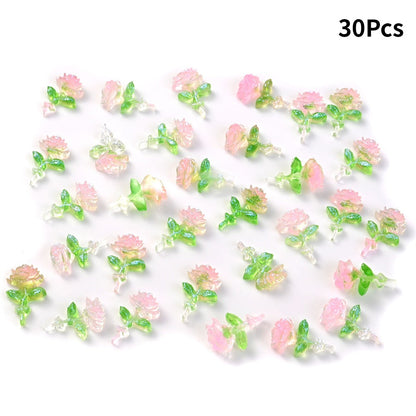 Luminous Green Leaf Flower Resin Beads