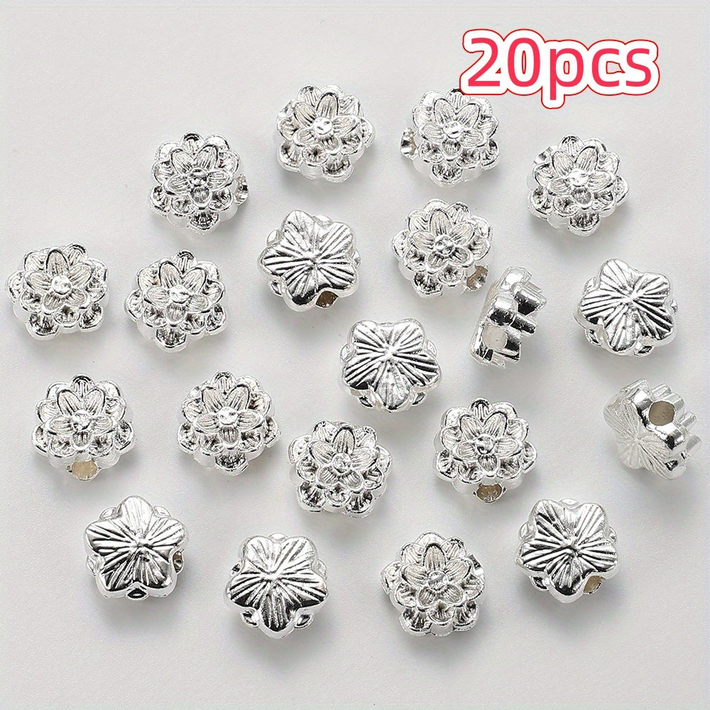 20pcs Golden/Silvery Lotus Flower Spacer Beads