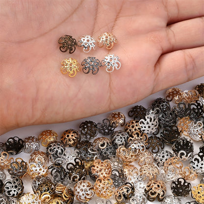 100PCS 8mm Flower Circle Metal-Plated Bead Cap Set