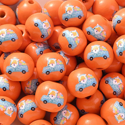 10PCS 16mm Easter-Themed Wooden Bead Set