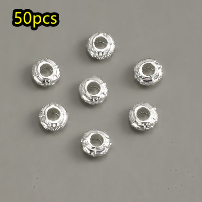 50pcs/set Pattern Engraved Golden & Silvery Spacer Beads