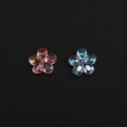 100pcs AB Mixed Color Transparent Flower Acrylic Beads