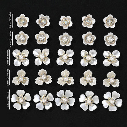 25-Piece Sparkling Rhinestone Flower Flatback Beads