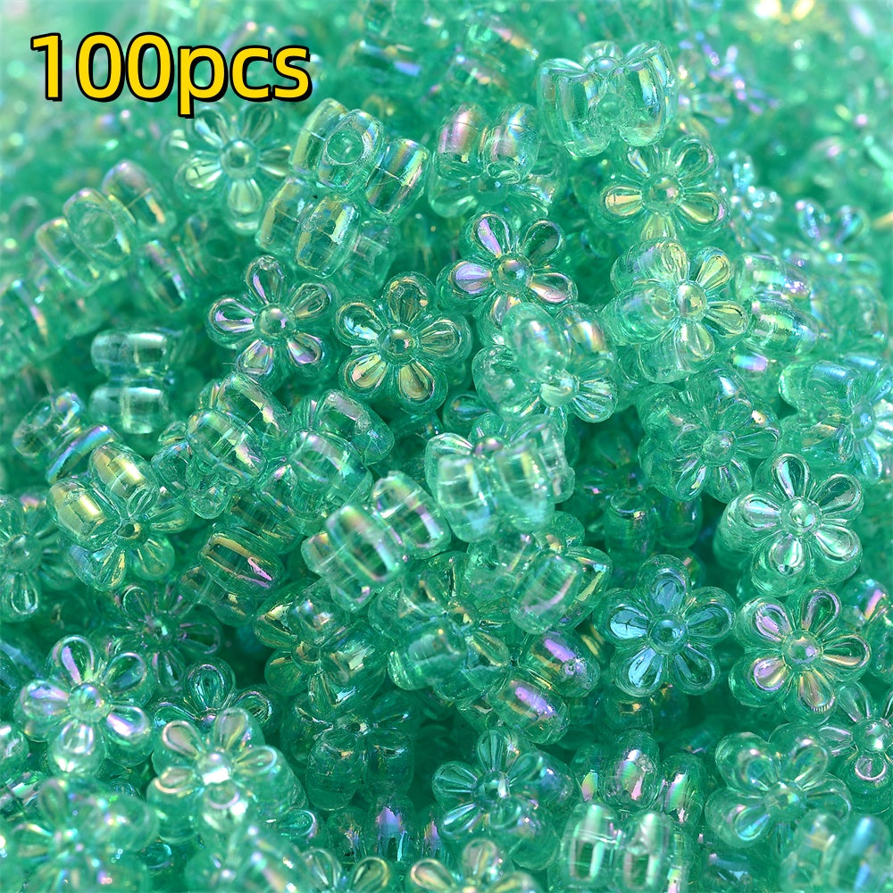 100pcs 4x7mm AB Color Flower Acrylic Beads