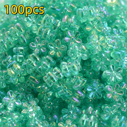 100pcs 4x7mm AB Color Flower Acrylic Beads
