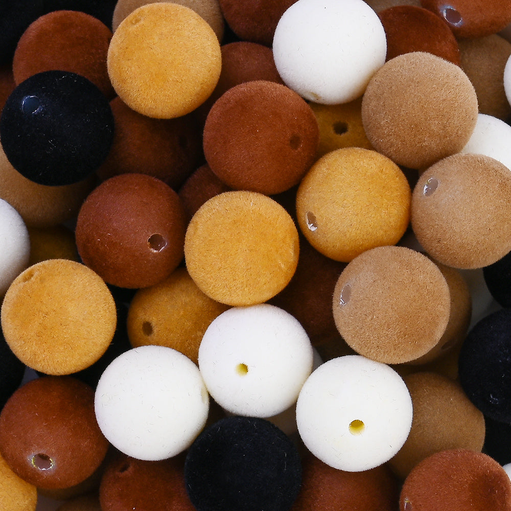 Velvet Fabric Acrylic Round Beads