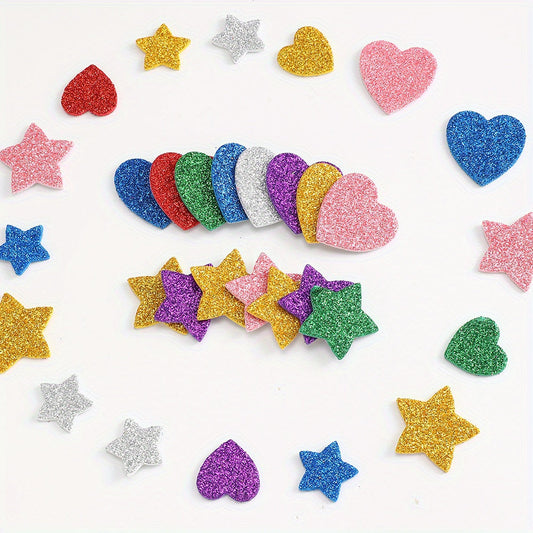 150-Piece Random 1.8-2.5 cm Glitter Star & Heart Stickers