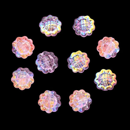20PCS 15mm Transparent AB Sunflower Glass Jelly Spacer Beads