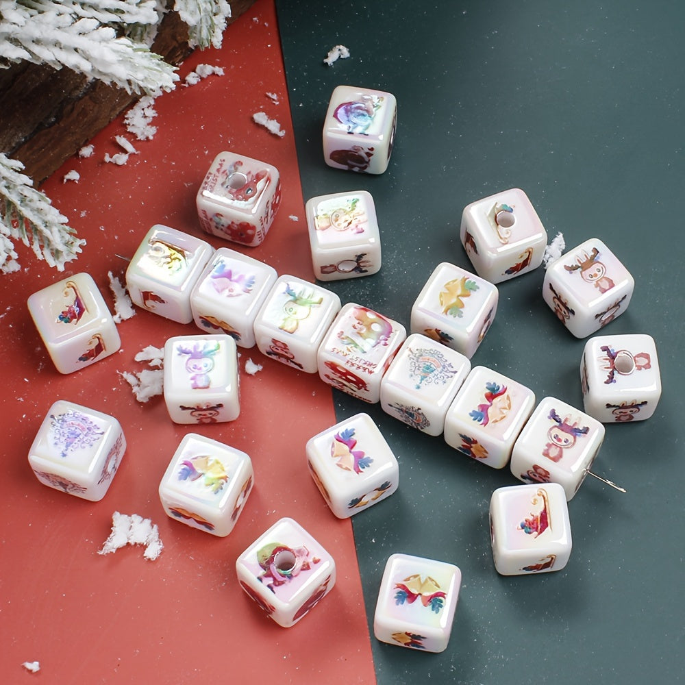 5pcs Christmas Acrylic Square Beads
