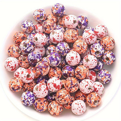 10PCS 16mm Pumpkin-Shaped Wooden Bead Set
