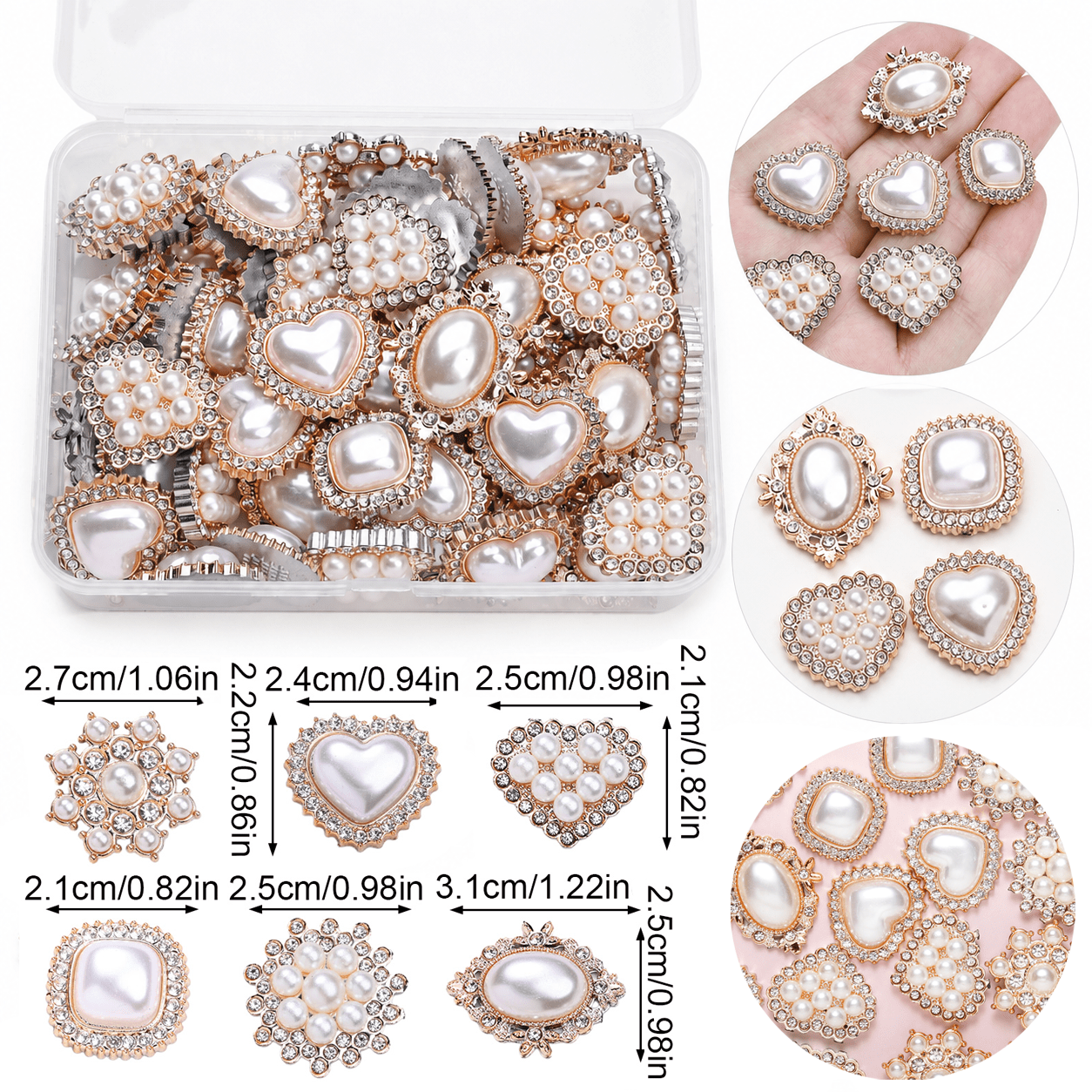 Acrylic Imitation Pearl Rhinestone Flatback Bead Set