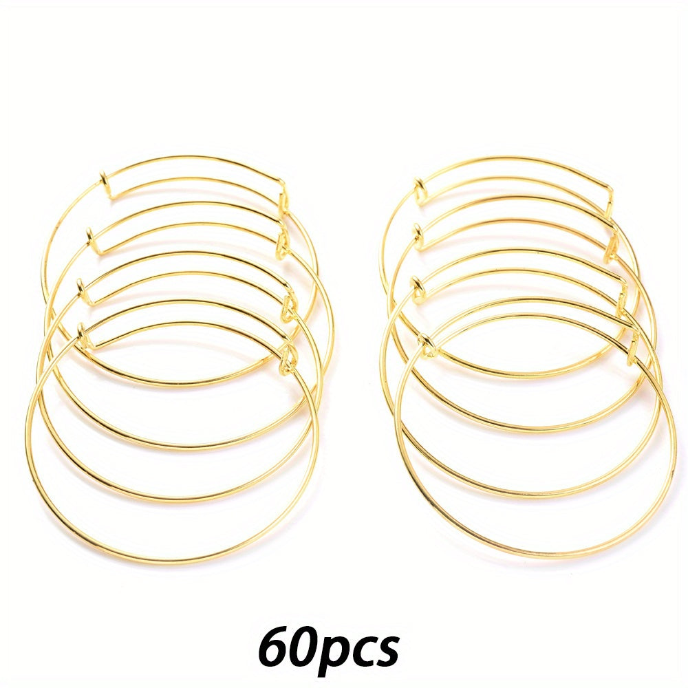60-Piece Gold & White K Basic Bangle Bracelet Set
