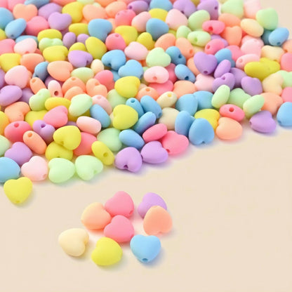 Matte Love Heart Acrylic Beads