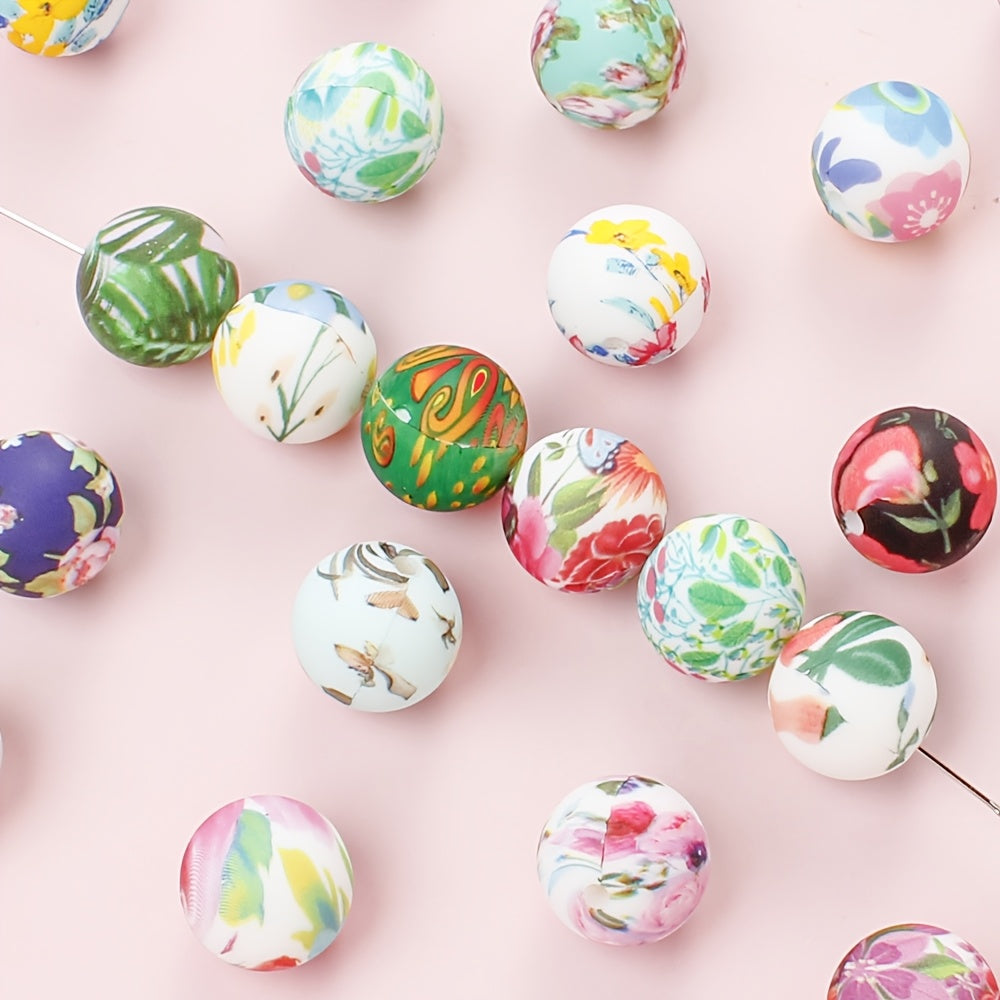 30/50pcs 15mm Floral Silicone Beads