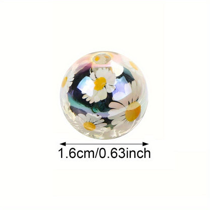 10pcs 16mm Hand-Painted Daisy Acrylic Beads