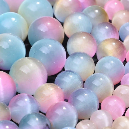 1 Strand 6/8/10mm Three Color Cat Eye Stone Beads
