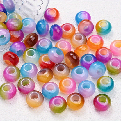 Glossy Two-Color Acrylic Large Hole Spacer Beads