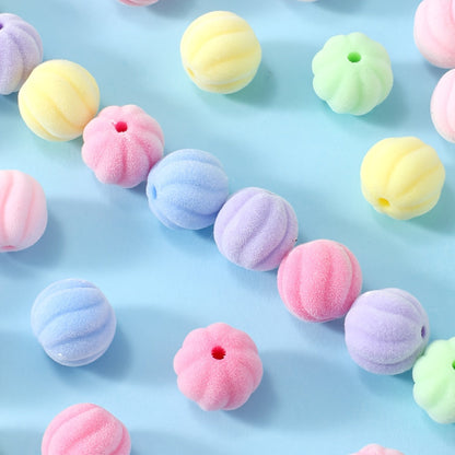 10PCS 15mm Flocked Pumpkin Acrylic Bead Set