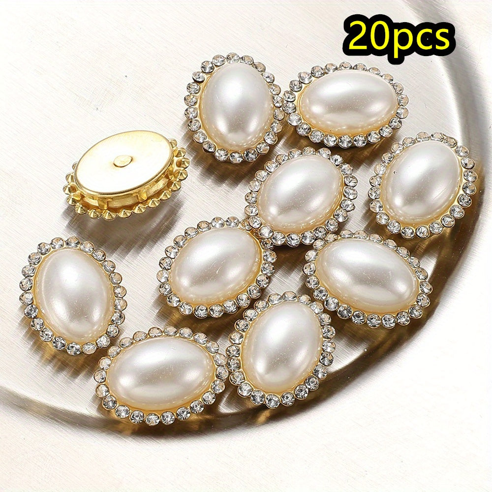 White Heart and Teardrop Rhinestone Pearl Cabochons
