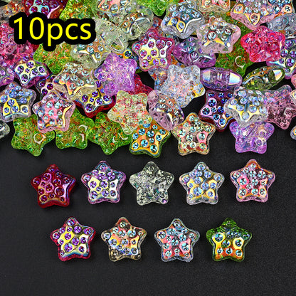 10pcs 18mm Vibrant Star Glass Beads