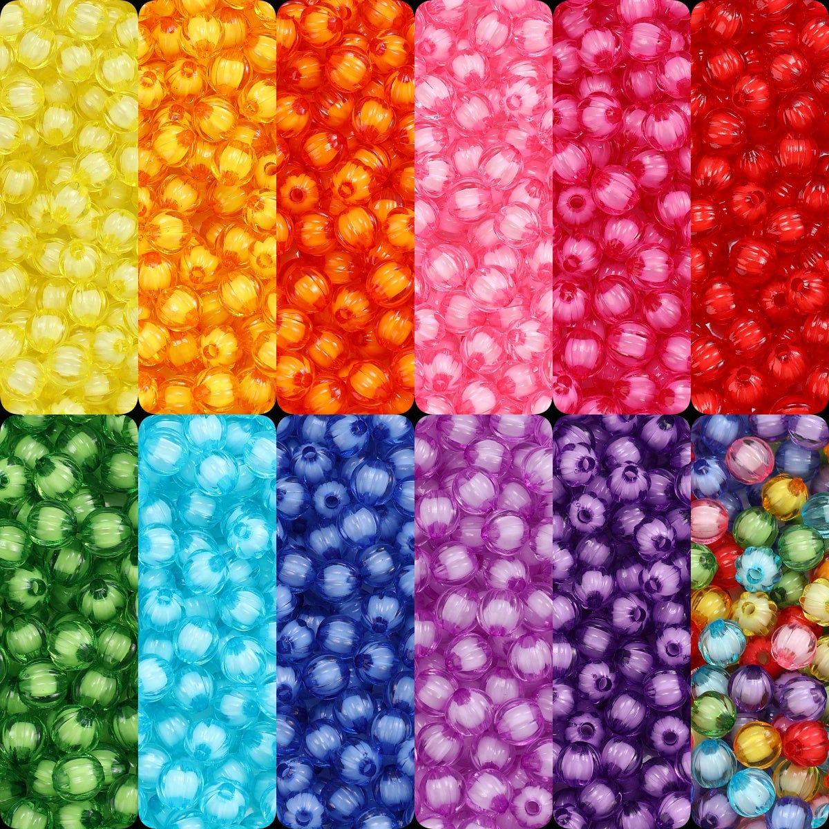 100/200pcs 8/10mm Transparent Inner Color Pumpkin Acrylic Beads
