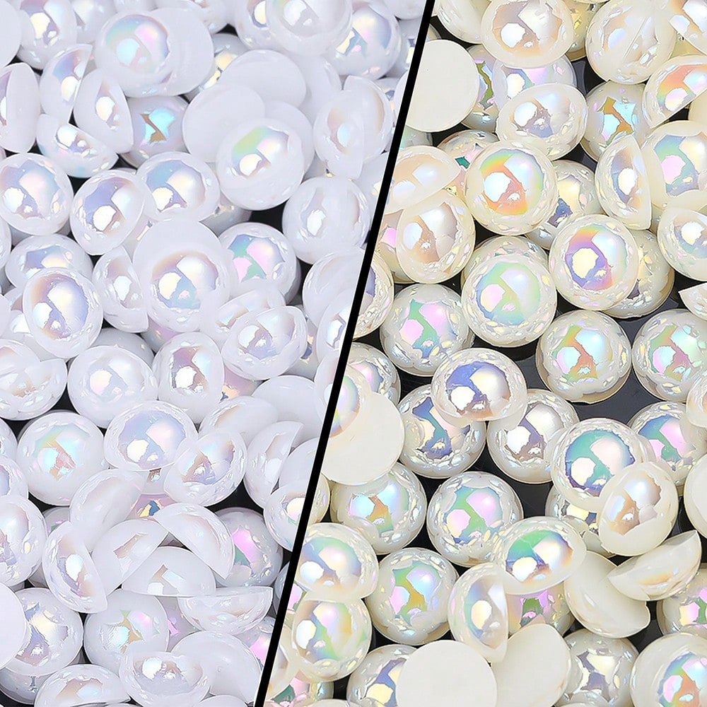 AB Rhinestone Flat Back Pearl Beads
