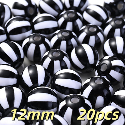 20pcs 12/16mm Acrylic Striped Halloween Beads