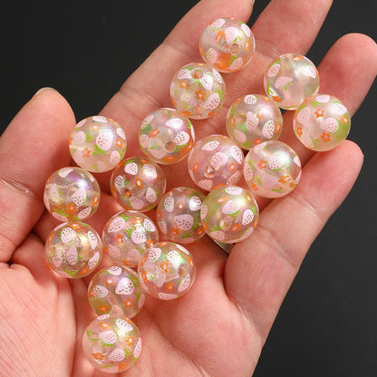 4/10pcs 16mm Pink Strawberry Resin Beads