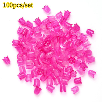 2026 New Arrival 10×11mm Gradient Flower Acrylic Bead Caps