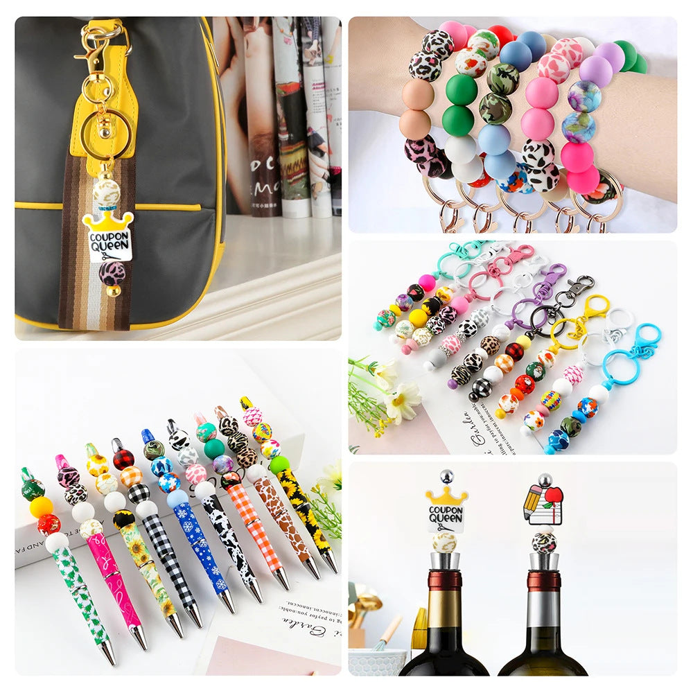 Silicone Animal Print Round Beads