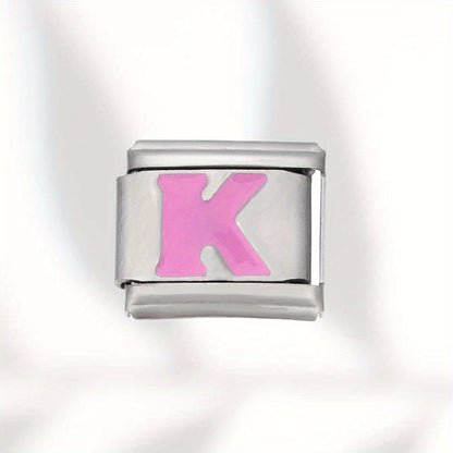 Pink Letter Stainless Steel Bead