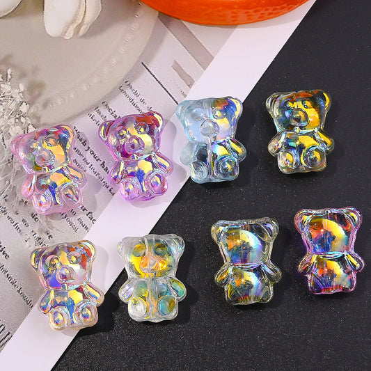 20PCS 15×12mm Transparent AB Bear Glass Spacer Beads