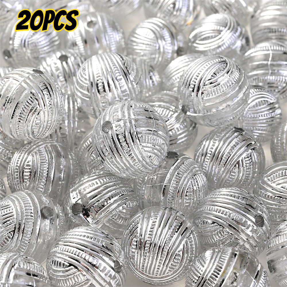 20pcs 16mm Mixed Color Line Round Acrylic Spacer Beads