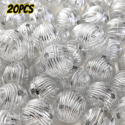 20pcs 16mm Mixed Color Line Round Acrylic Spacer Beads