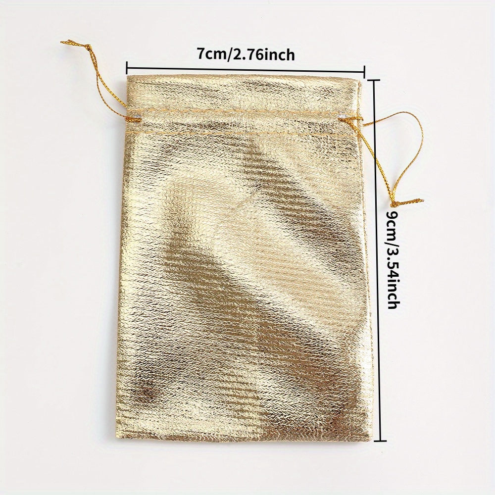 10-Piece Silver Gray Beaded Drawstring Jewelry Pouches