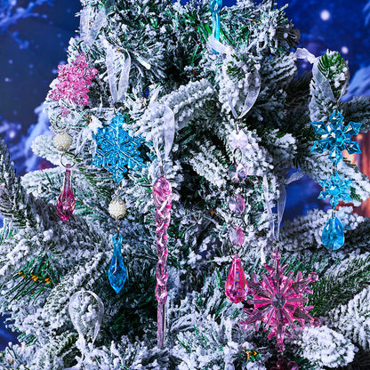 18-Piece Christmas Transparent Snowflake & Waterdrop Acrylic Pendants