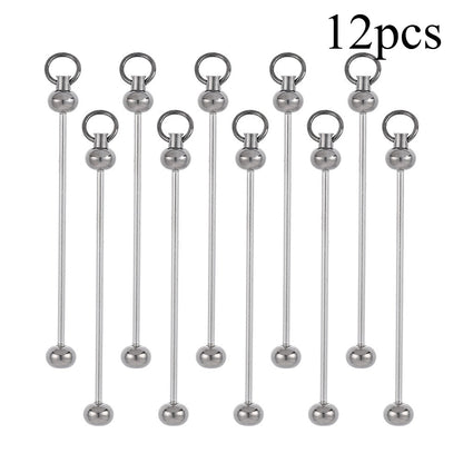 Metal Blank Bar Beadable Keychain Set