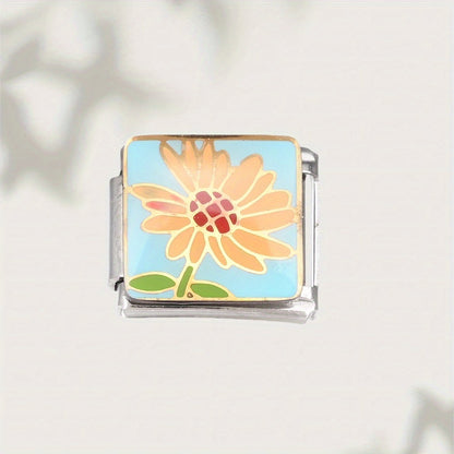 9mm Stainless Steel Italian Flower Charm Bead